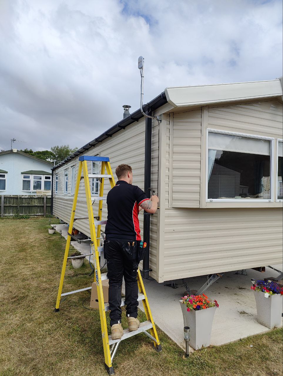 Our Engineer Luke Installing Holiday Park WiFi