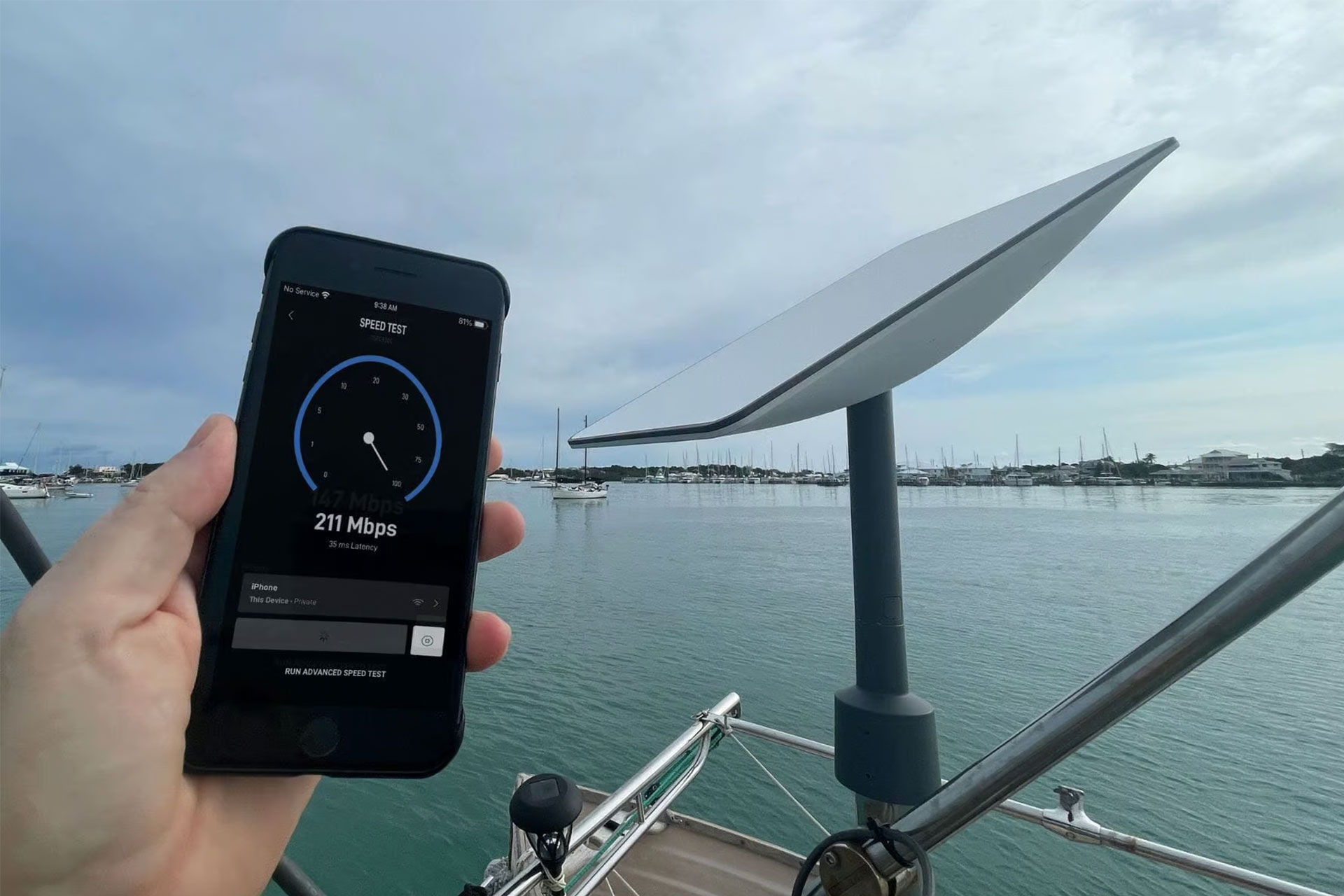 A Marine Starlink installation