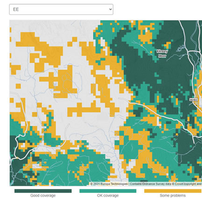 A Mobile signal coverage heatmap