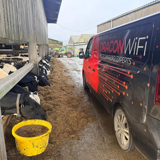 The Dragon Wagon by a cowshed